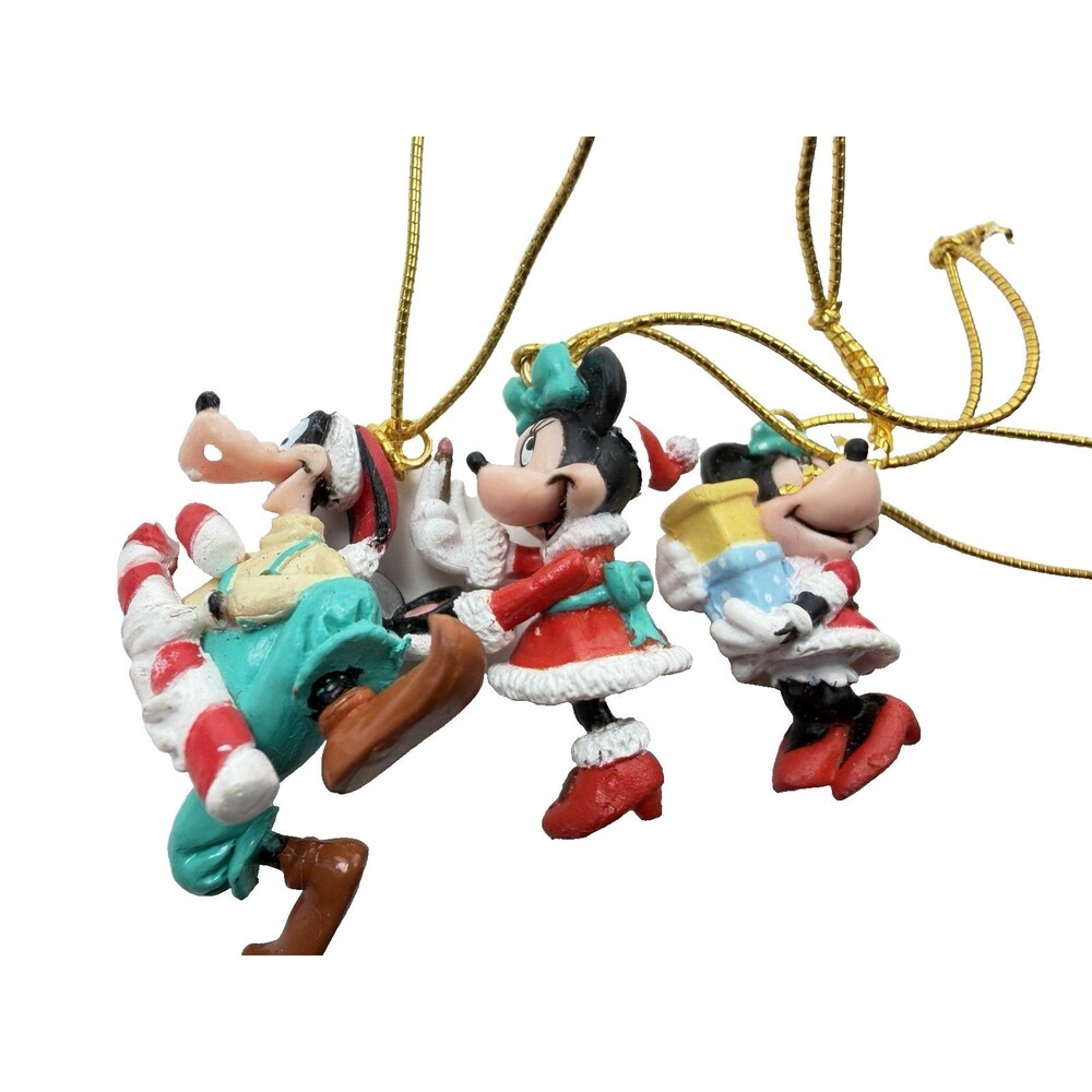 Vintage Disney Mickey Minnie Goofy Christmas Ornaments Lot 3 Resin Holiday Decor